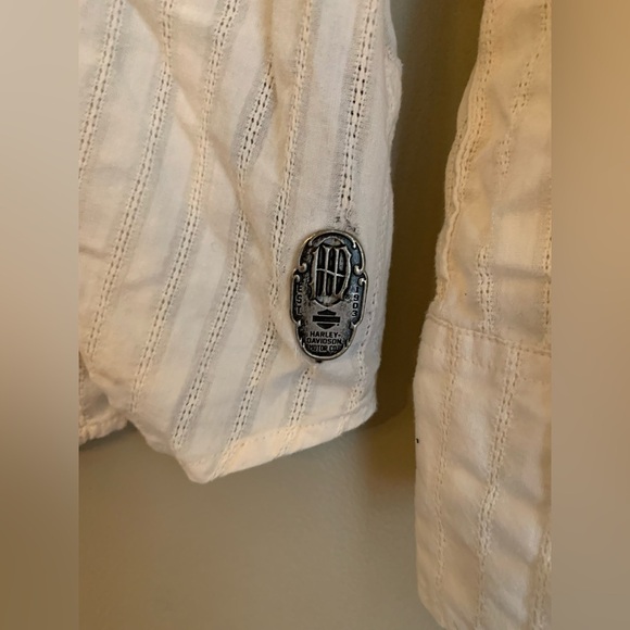 Vintage Harley Davidson Women’s Embroidered Snap Button Blouse Size medium?Cream - Picture 4 of 9